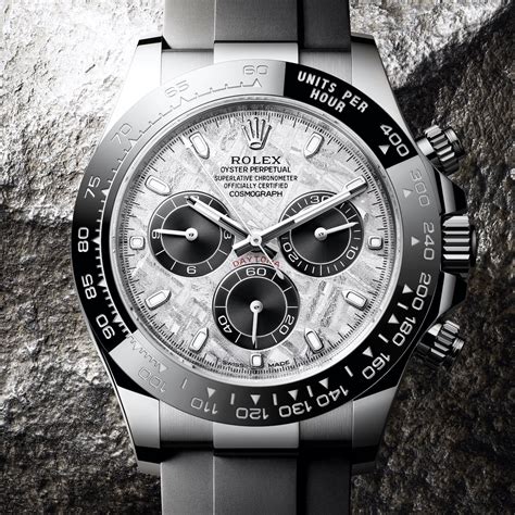 rolex cosmograph daytona white gold prezzo|white gold daytona meteorite dial.